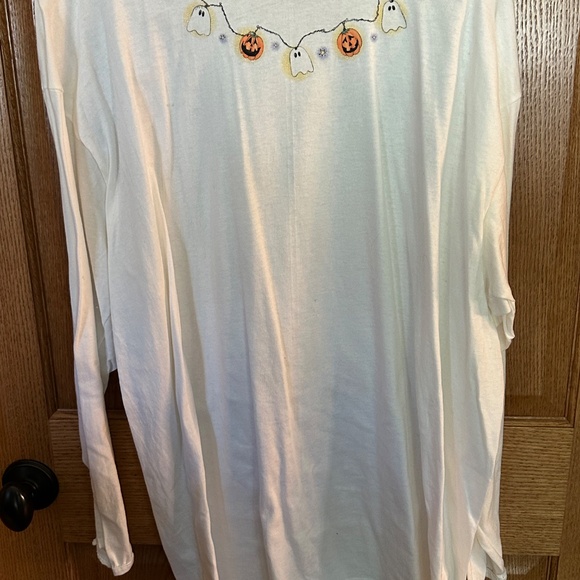 Hand crafted sweatshirt & LS T-Shirt with halloween theme.  Set of two. - Picture 7 of 11